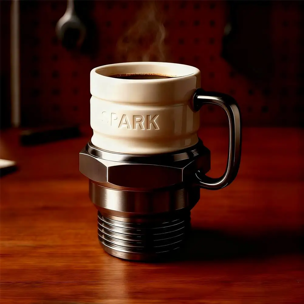 Novelty Spark Plug Coffee Mug Engine Spark Plug Design Cup for Coffee, Milk Gift For Car Enthusiasts And Collectors