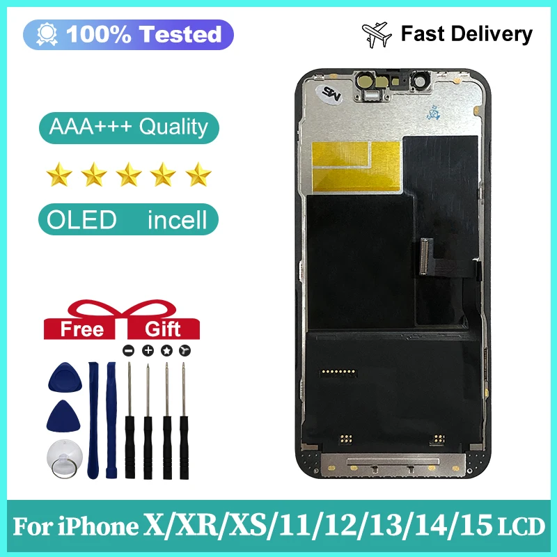 OLED For iPhone X XR XS MAX 11 11 Pro 12 Pro LCD Display With 3D Touch Screen Digitizer For iPhone 12 Mini 13 14 plus 15 Incell