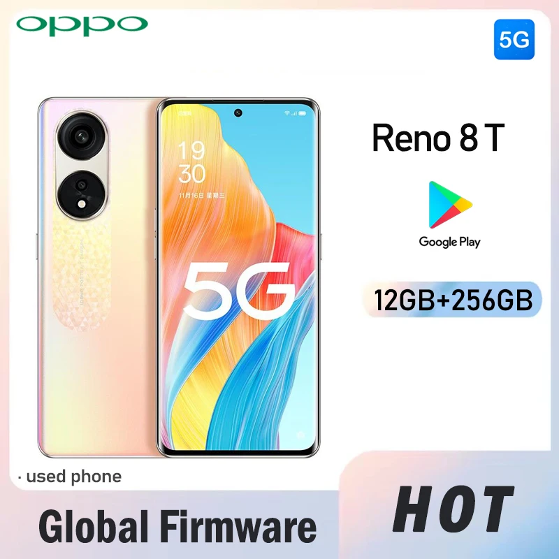 OPPO Reno 8T 5G Smartphone Global firmware camera 108MP ColorOS 13 Snapdragon 695 RAM 12GB ROM 256GB 4800mAh used phone