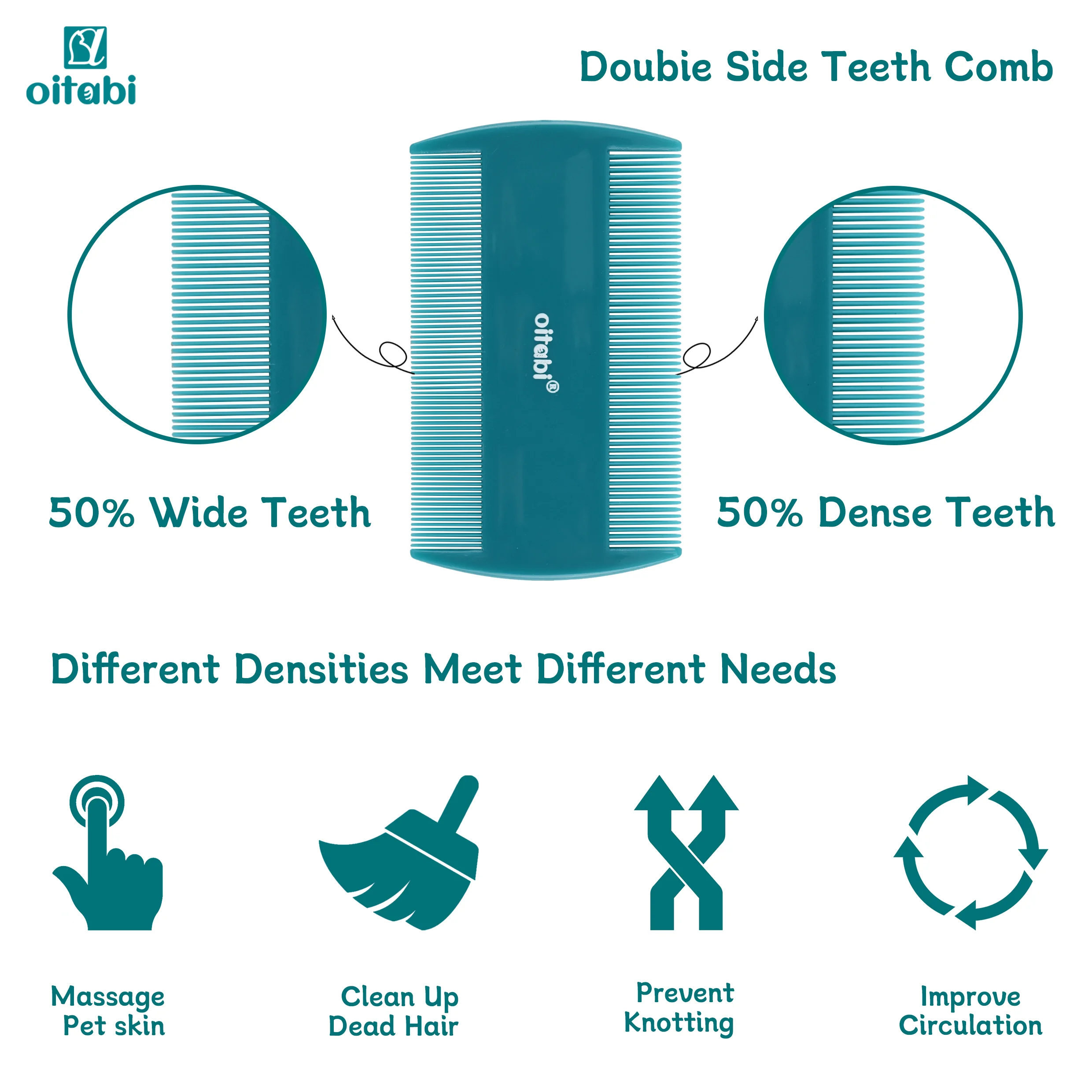 Oitabi 3/4/5/6Pcs Dog Grooming Comb Set, Pet Flea Lice Stainless Steel Cat Combs, 2-in-1 Double Sided Dogs Tear Stain Remover