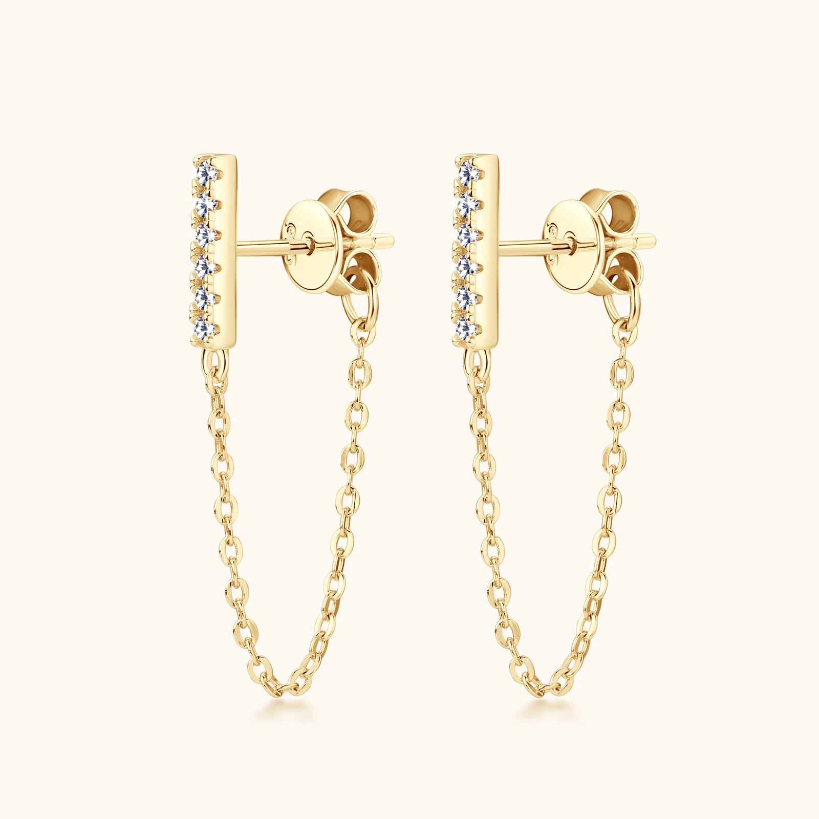 Original 925 Sterling Silver Long Chain Stud Earrings 1.4mm Full Moissanite Diamond Earring for Women Trending Jewelry Gift 2023