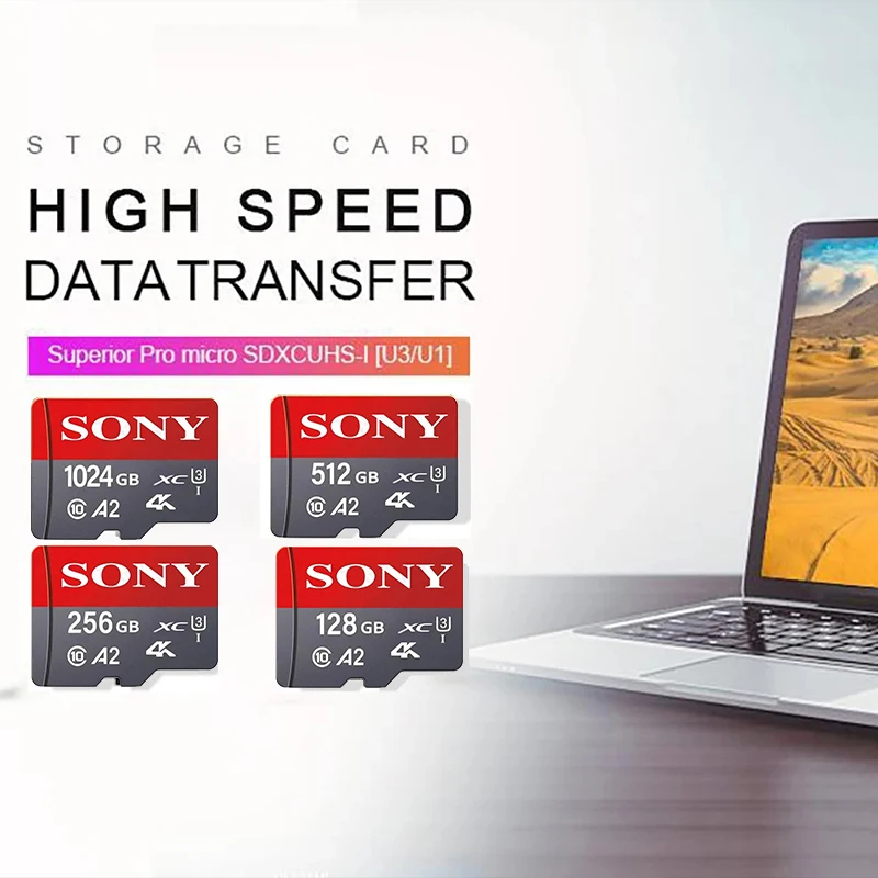 Original-Sony Micro SD Card 1TB 512GB High Speed Memory Card 256GB 128GB 64GB Class TF Cards for Drone Equipment Audio Switch