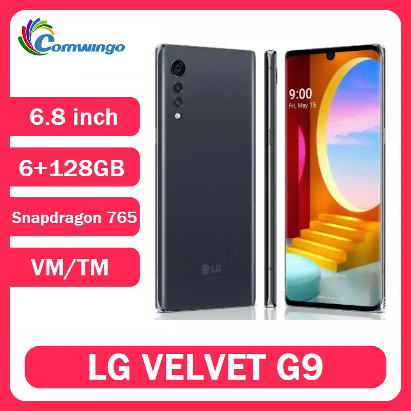 Original Unlock LG VELVET G9 5G 6.8inch NFC 6GB RAM 128GB Storage 48MP Dual Camera Octa Core Snapdragon 765 Used Android 4G LTE