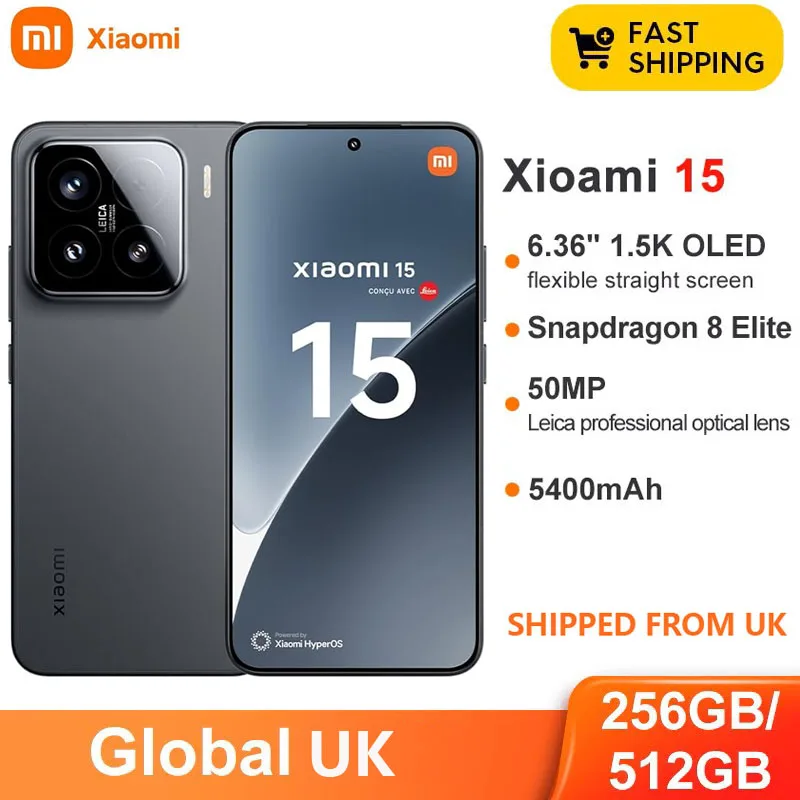 Original Xiaomi 15/13/14/14 Ultra 512GB Smartphone UK Version Snapdragon 8 Elite 6.36” Screen 5400mAh Battery New Mobile Phone