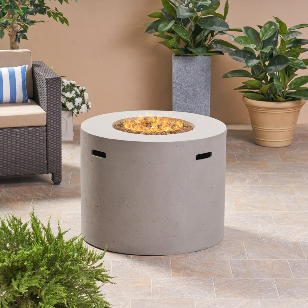 Outdoor Round MGO Fire Pit 31" 40000 BTU Propane Fire Table Heater for Patio Garden Decor