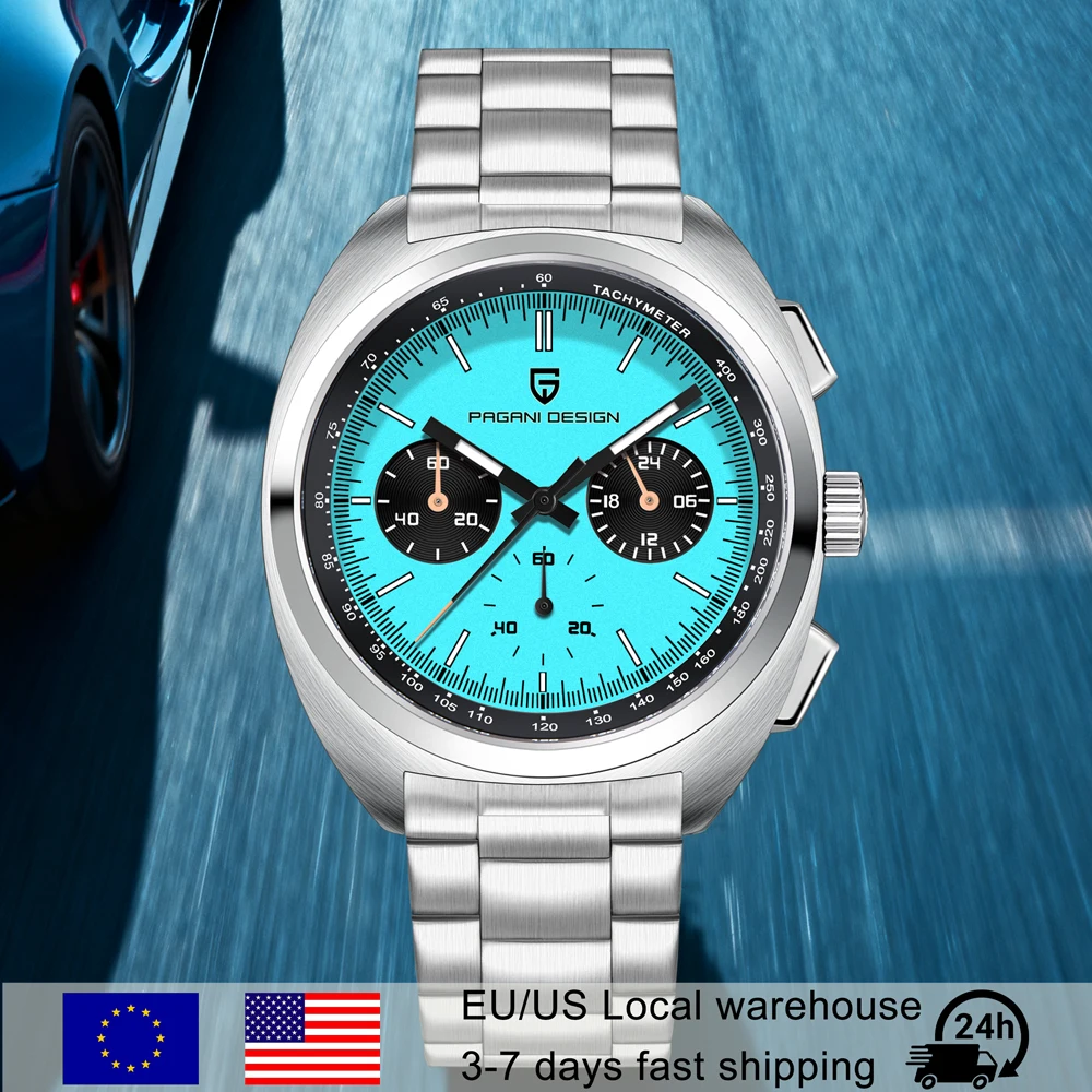 PAGANI DESIGN 2025 New Sport Chronograph Luxury Quartz Watch For Men Stainless steel 100M Waterproof Multifunctional Wristwatch
