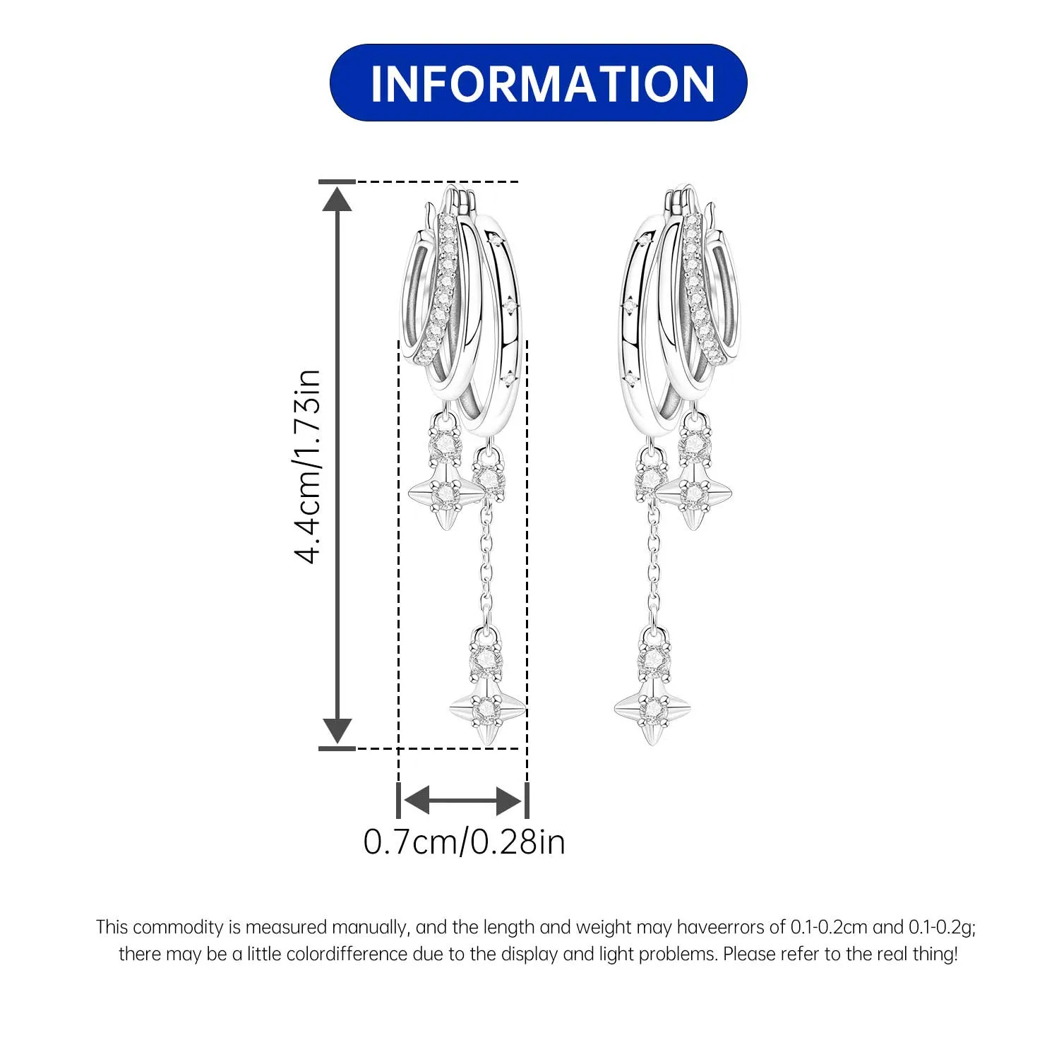 PANPOKI 925 Sterling Silver Multi Layer Starry Tassel Drop Earrings Women Earrings Charm Trend Versatile Party Jewelry Gifts