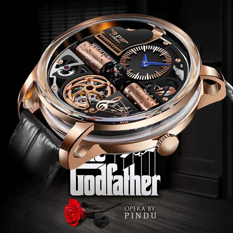 PINDU Watch New TOP Men Mechanical Watch Godfather Fashionable Classic Series 45.5MM Wristwatches Men M2791B