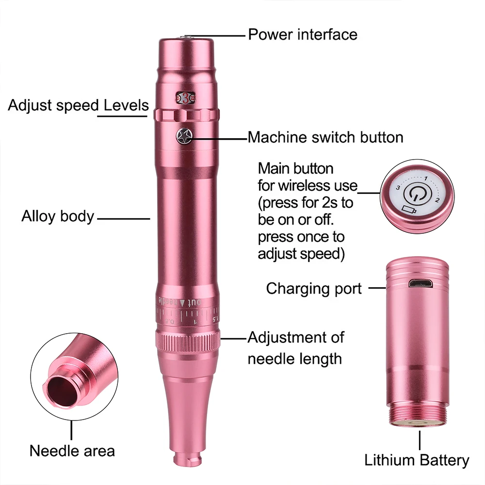 PMU Permanent Makeup Machine - Microblading Machine, Eyebrow Tattoo Machine Lip,Wireless Machine Kit Achieve Flawless Results