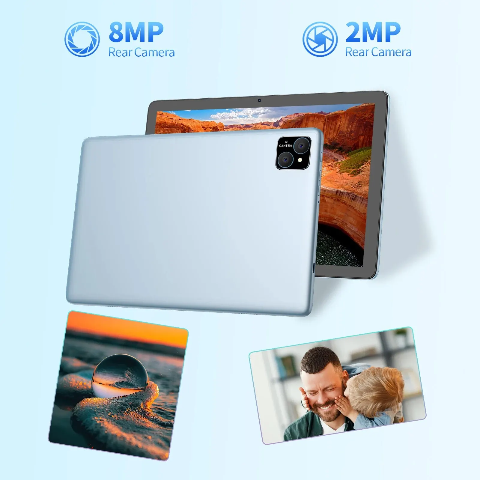 PRITOM TAB11 Android 14 Tablet, 10 Inch, Octa-Core, 5G WiFi6, 128GB, 8000mAh, HD IPS Display, Dual Camera, Bluetooth, FM, TYPE C