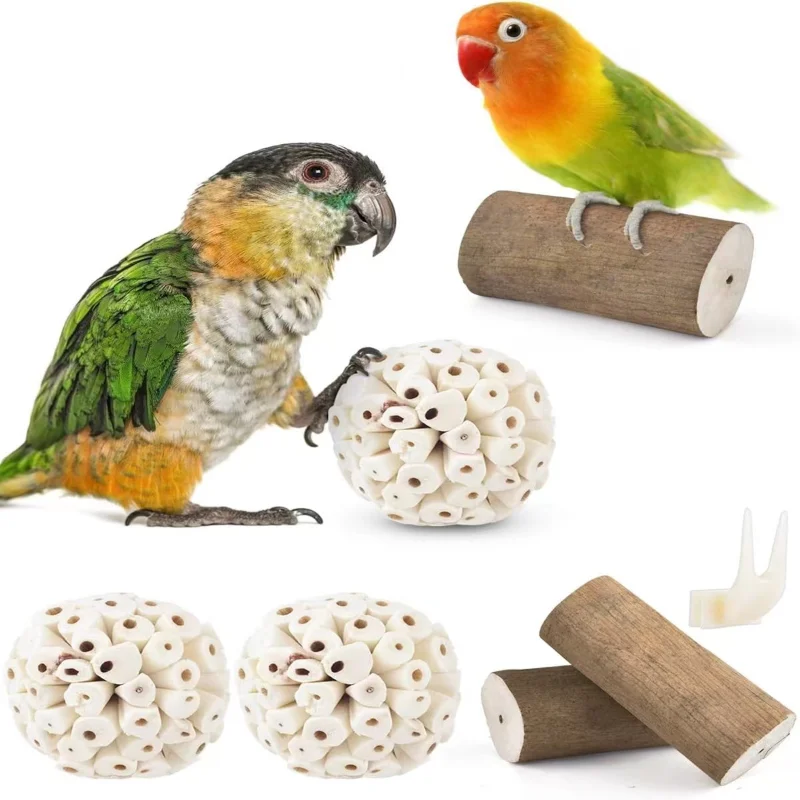 Parrot Chewing Toy Ball Chew Shred Foraging Bird Cage Accessories for Parakeet Parrotlet Lovebird Budgies Conure Cockatiel