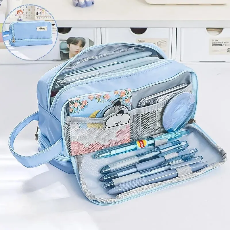 Pencil Bag for School Students with Large Capacity Multi-functional Pen Case Macaron Color Matching Cute Pencil Case