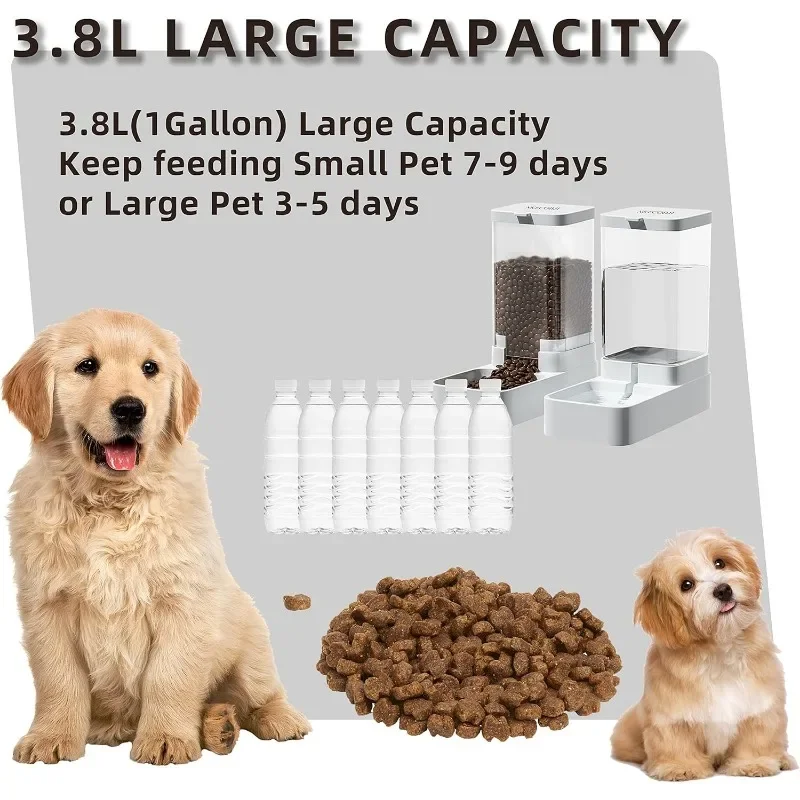 Pet Feeders and Drinkers Large Capacity Food Storage Dispenser Containers Durable Gravity Feeding Stations For Dogs And Cats