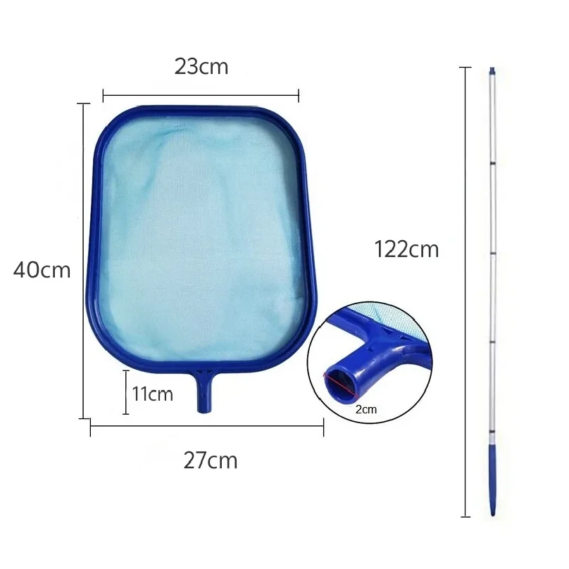 Pool Skimmer Net with 5 Aluminum Pole Sections 64'', Cleaning Leaf of Swimming Pools, Spas, Hot Tubs and Fountains