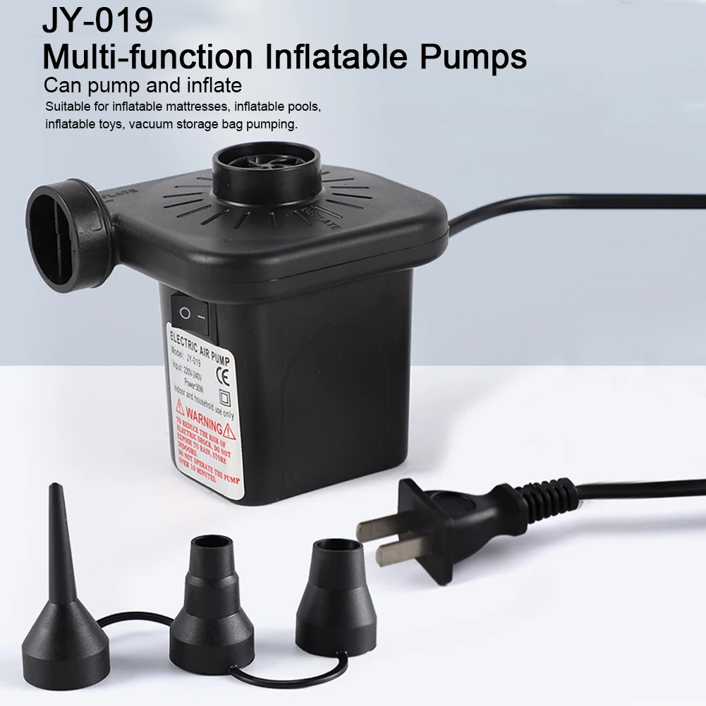 Portable Air Pump with 3 Nozzles Air Mattress Pump Inflator/Deflator Pumps for Inflatables Air Mattress Bed Couch Swim Ring