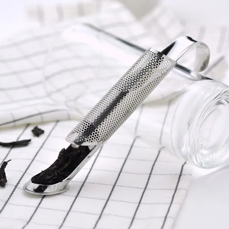 Portable Home Tea Accessories Filter Stainless Steel Tea Maker Piping Design Tea Spoon Brewer Long Handle Metal Creative Cup