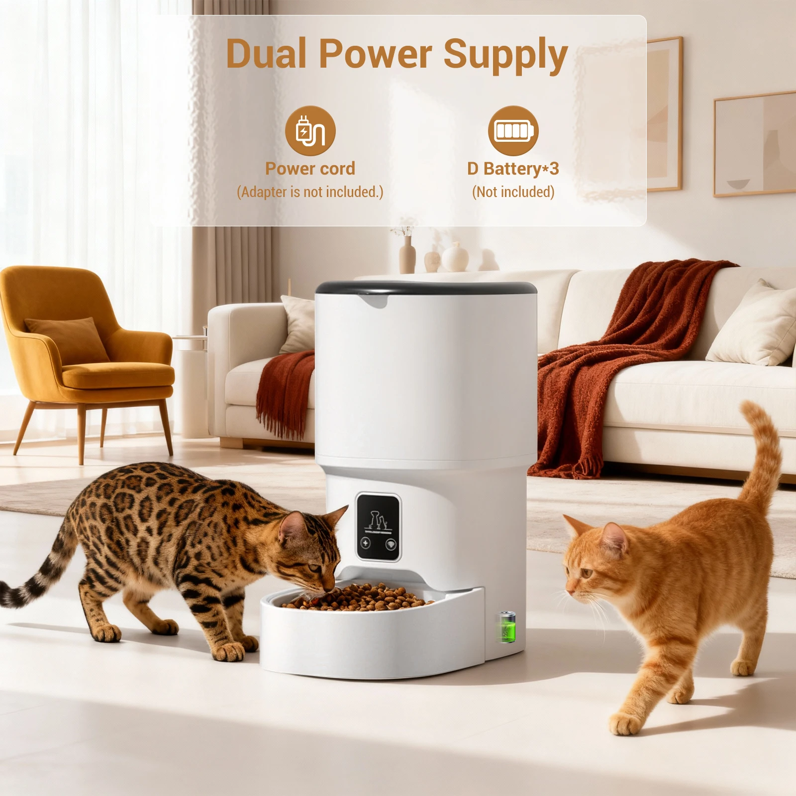 Programmable 4L Automatic Pet Feeder for Small Dogs Cats, Up to 6 Meals Daily, Timer/Portion Control, Pet Feeding Food Dispenser