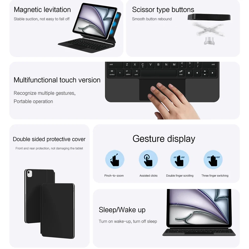 READ YYEAH Magic Keyboard for iPad 11th 10th Gen Case 2025 iPad A16 11th 11" A2696 A3354 A3355 A3356 Smart Magnetic Book Cover