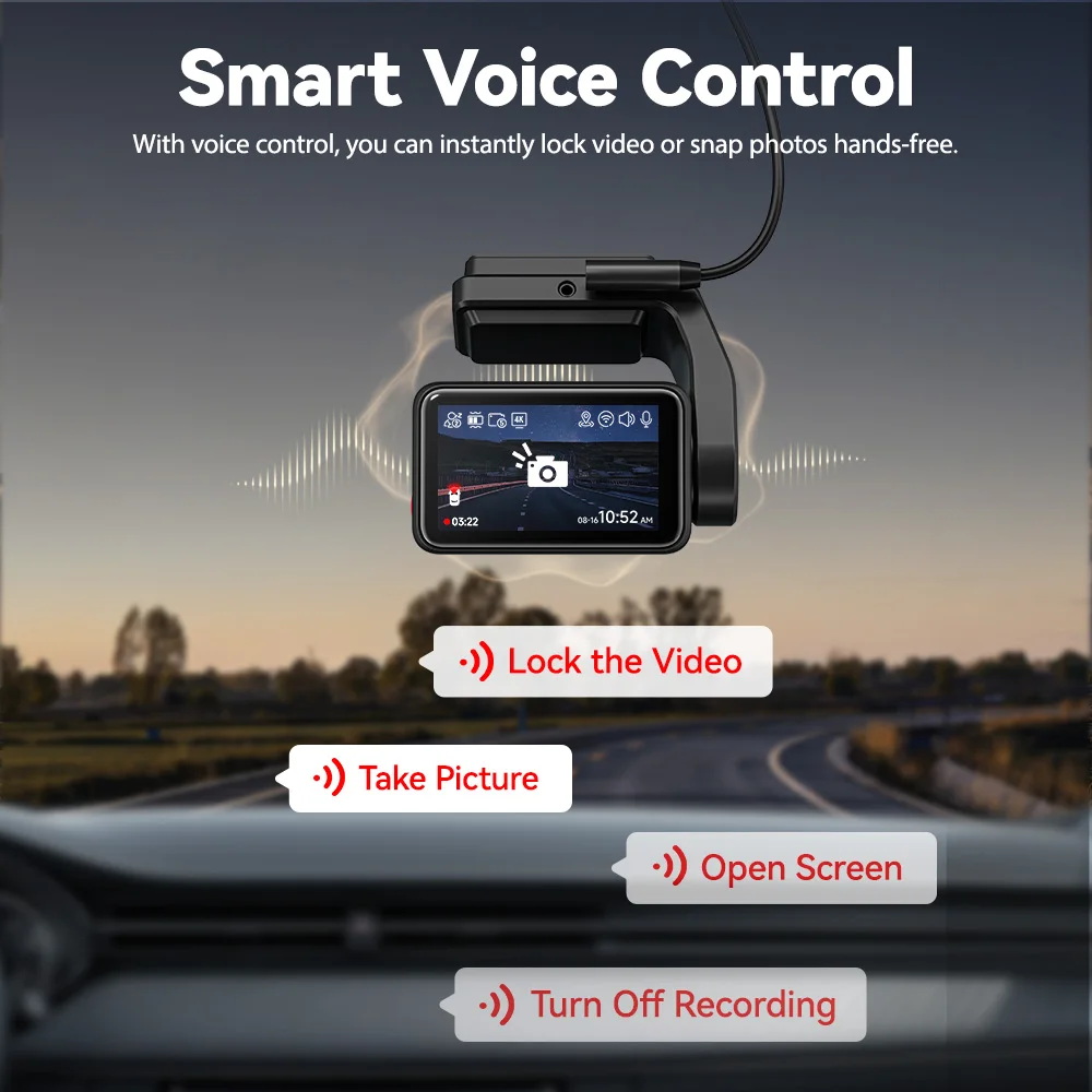 REDTIGER A4 4k Dash Cam Front and Rear Drive Recorder GPS& 5G WiFi Touch Screen Night Vision 24H Parking Mode Voice Control