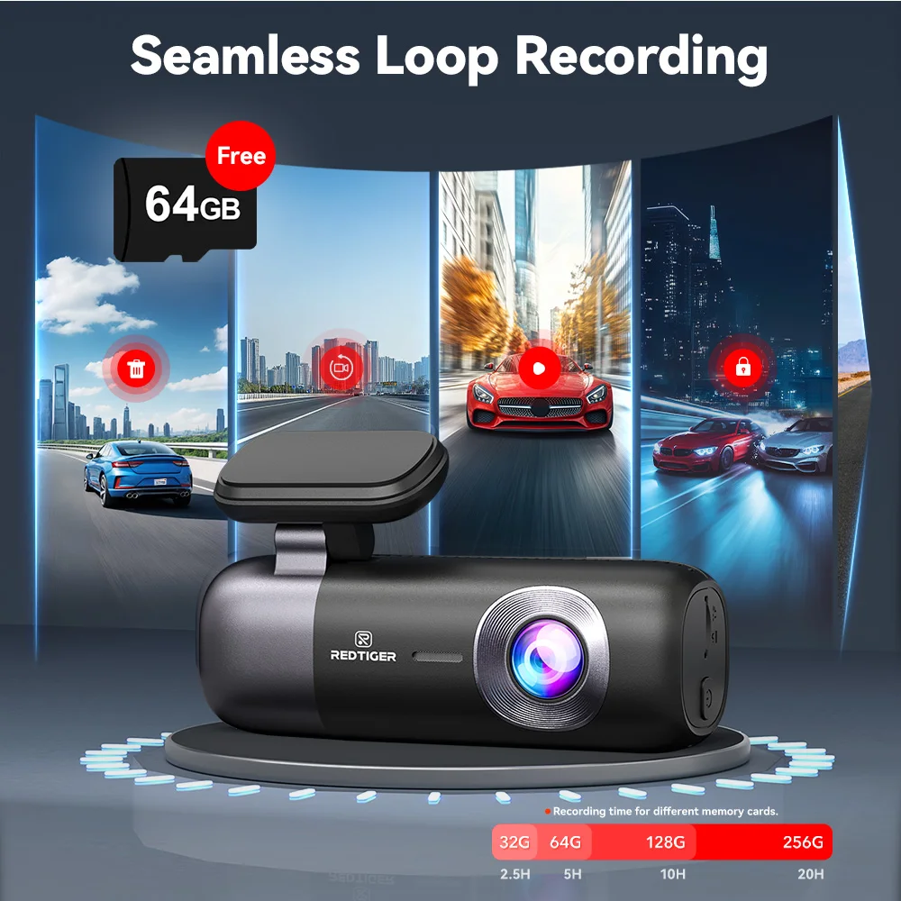 REDTIGER F9 Dash Cam 4K Front and Rear 5.8Hz WiFi GPS Car Camera for Parking Mode Car Dvr Night Vision Car Recorder App Control