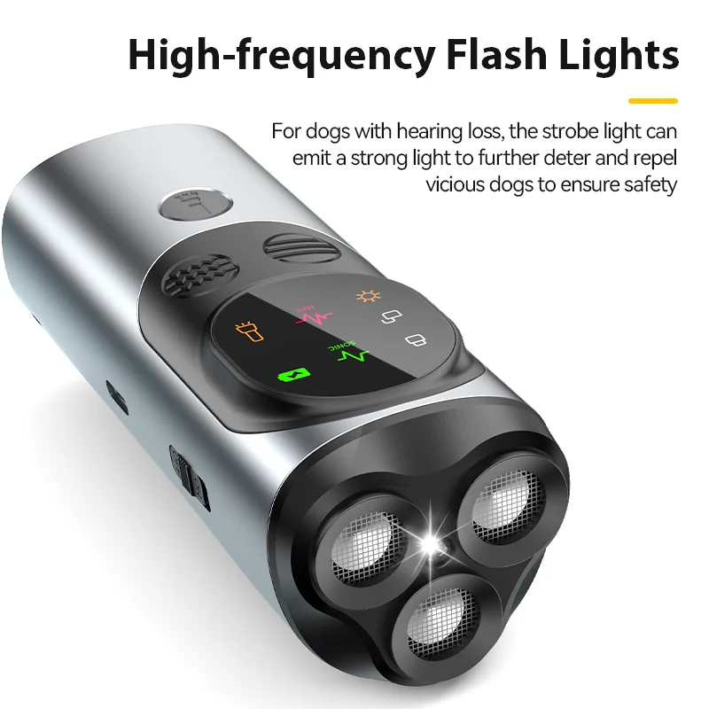 ROJECO Dog Repeller Ultrasonic Dog Trainer Anti Barking Training Device Rechargeable High Power Dog Repeller With LED Flashlight