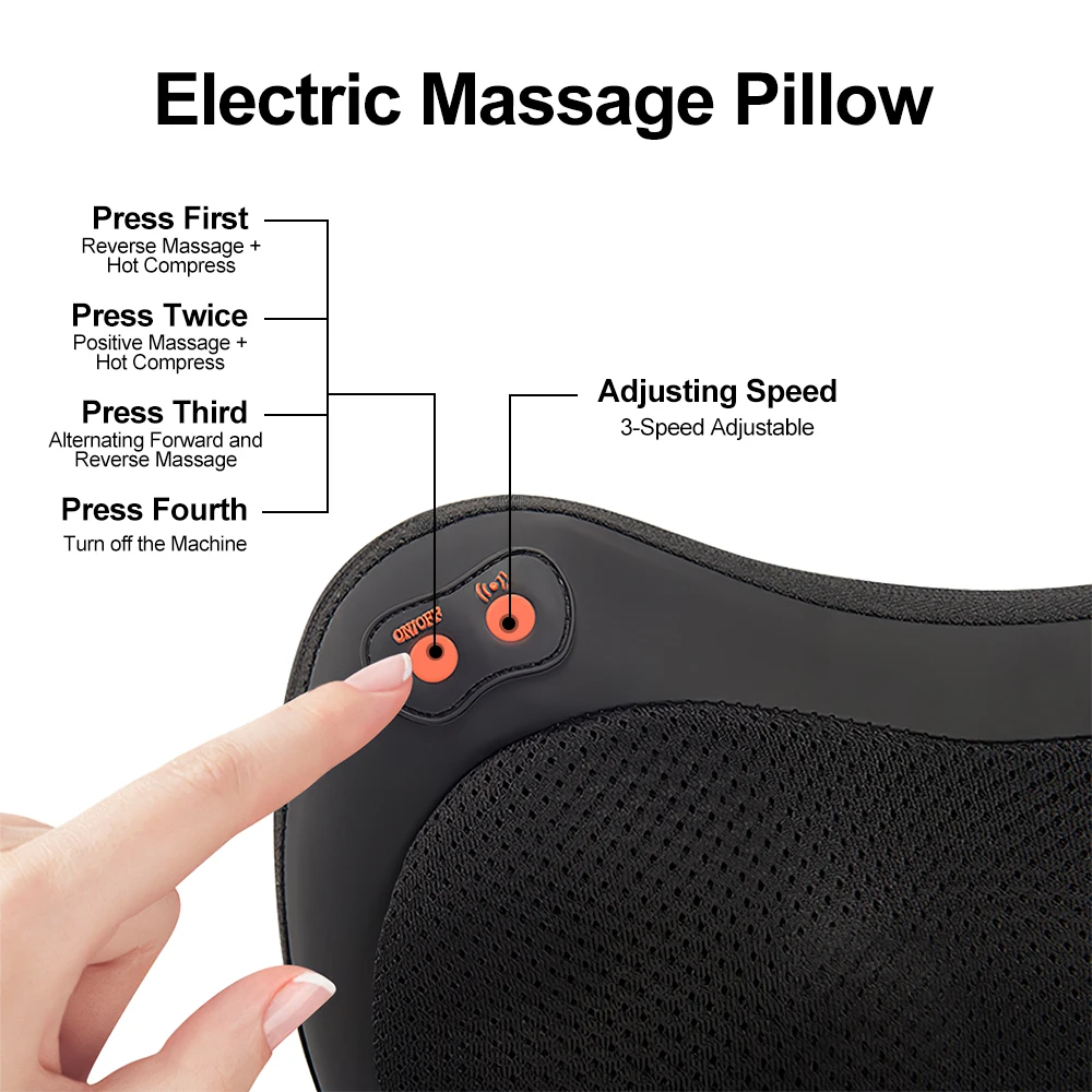 Relaxation Head Electric Massage Pillow Cervical Shiatsu Massage Shoulder Neck Back Waist Body PU leather Pillow Cushion