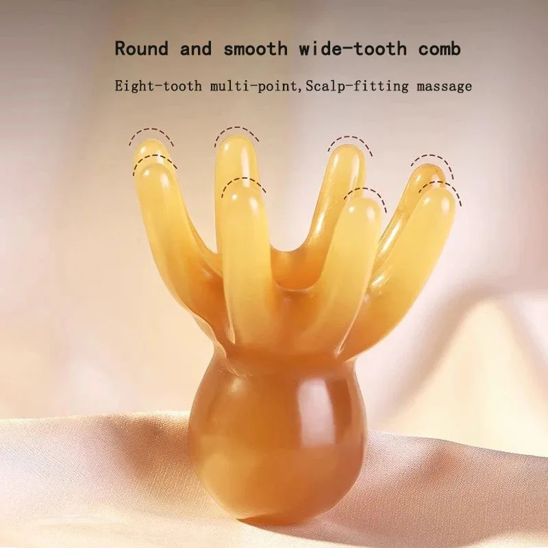 Resin Octopus Massage Comb Head Meridian Scraping Scalp Massage Brush Acupuncture SPA Gua Sha Fatigue Relief Relax Massage Comb