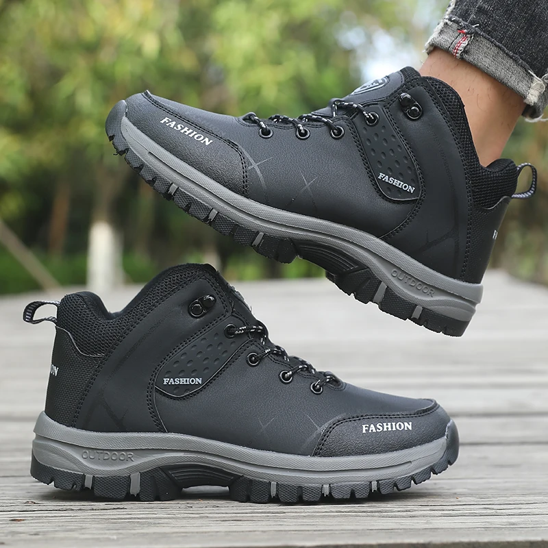 Retro Men Hiking Boots for Spring Autumn Comfort Breath Anti Slip Hiking Shoes Outdoor Camping Waterproof Work Shoes Sizes 39-46