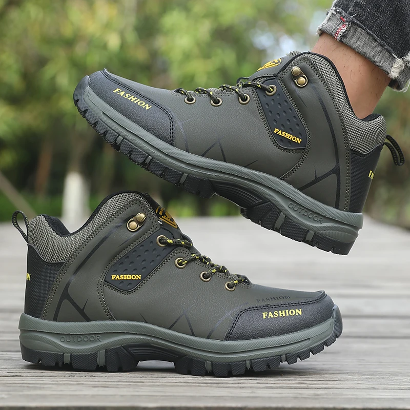 Retro Men Hiking Boots for Spring Autumn Comfort Breath Anti Slip Hiking Shoes Outdoor Camping Waterproof Work Shoes Sizes 39-46