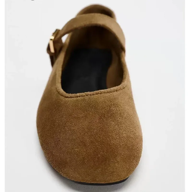 Retro Women Flats Shoe Fashion Suede Mary Jane Shoes Exquisite French Style Casual Shoes for Woman Designer Shoes Zapatos Mujer