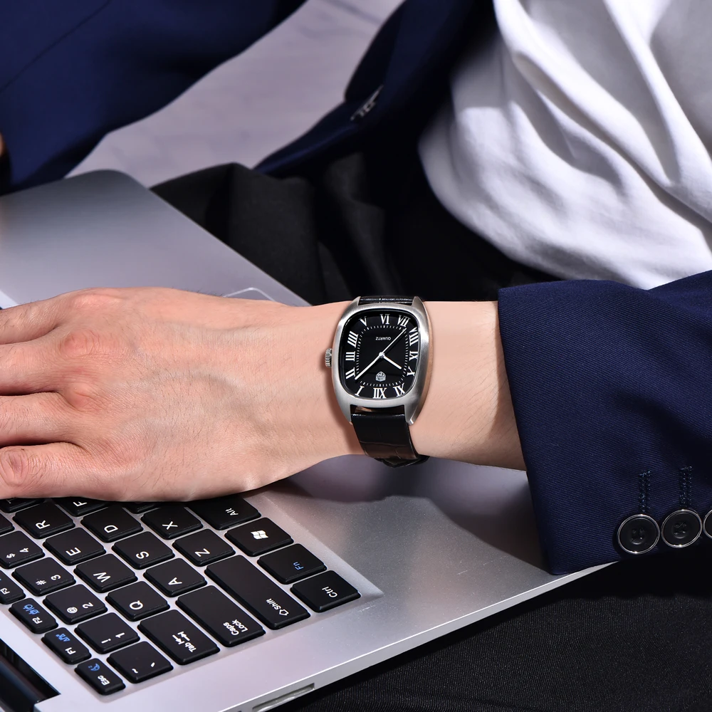 RollsTimi 2026 New Men's Watches Top Brand Luxury Oval Quartz Watch For Men Fashion Watch Man Waterproof VH31 Clock Gift Leathe