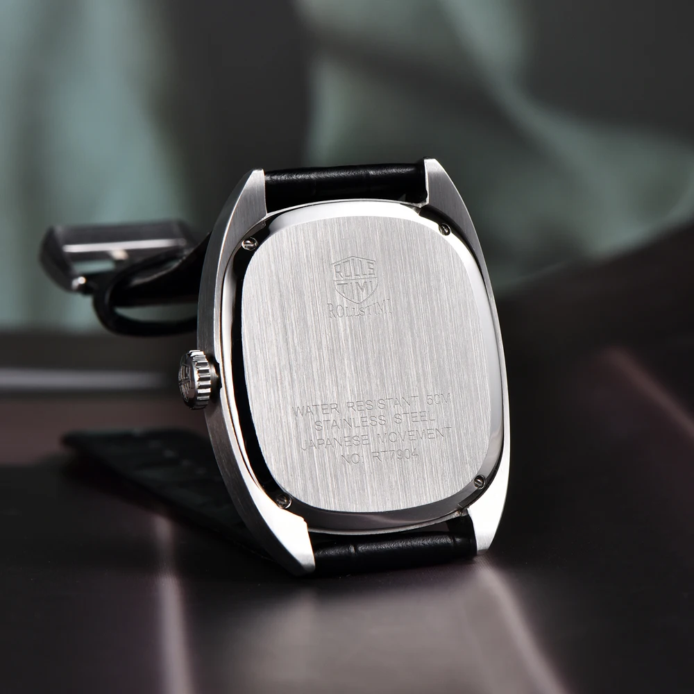 RollsTimi 2026 New Men's Watches Top Brand Luxury Oval Quartz Watch For Men Fashion Watch Man Waterproof VH31 Clock Gift Leathe