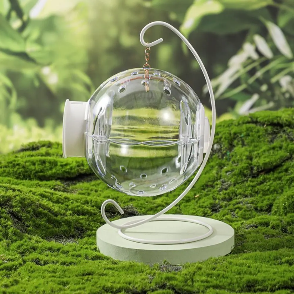 Round Clear View Bird Cage with Standing Hook Large Capacity Hang Birdcage with Metal Holder Ventilate Detachable