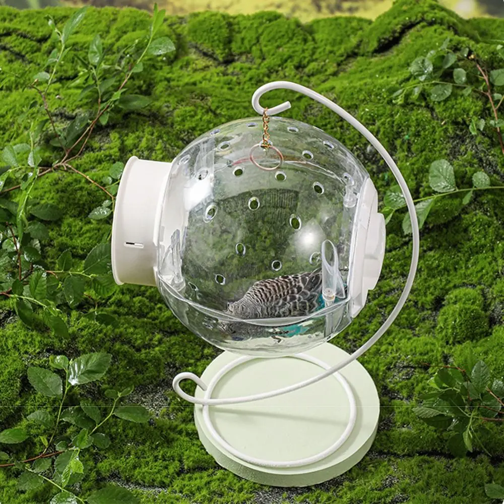 Round Clear View Bird Cage with Standing Hook Large Capacity Hang Birdcage with Metal Holder Ventilate Detachable