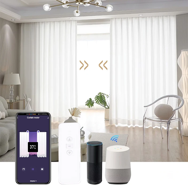 S Wave Smart Curtain Track System Tuya Smart Life APP WiFi Zigbee Remote Control Curtains