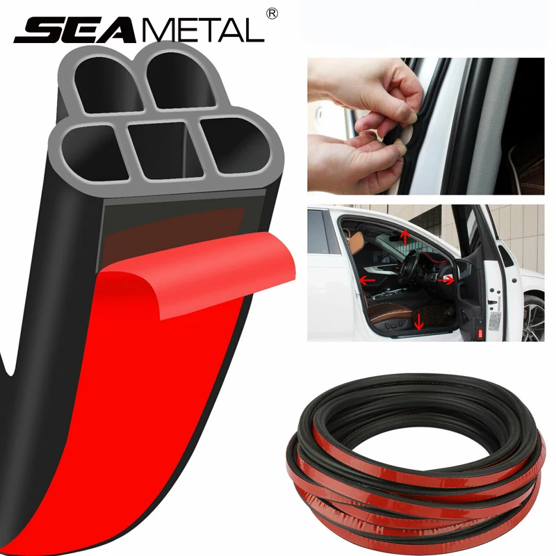 SEAMETAL 5M Rubber Car Sealing Strips 2-Layer Universal Car Door Edge Sealant Protector Trim Noise Insulation for Car Trunk Hood