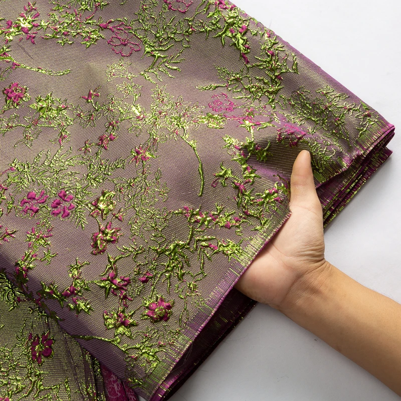 SJD LACE African Brocade Jacquard Lace Fabrics 5Yards 2024 High Quality French Gilded Lace For Women Wedding Party Dresses A3464