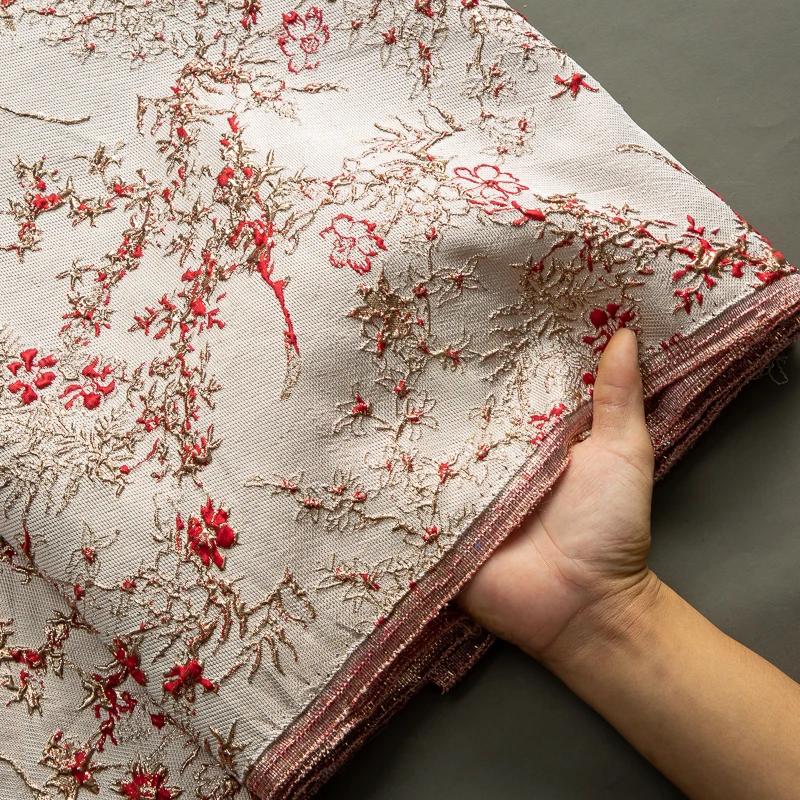 SJD LACE African Brocade Jacquard Lace Fabrics 5Yards 2024 High Quality French Gilded Lace For Women Wedding Party Dresses A3464