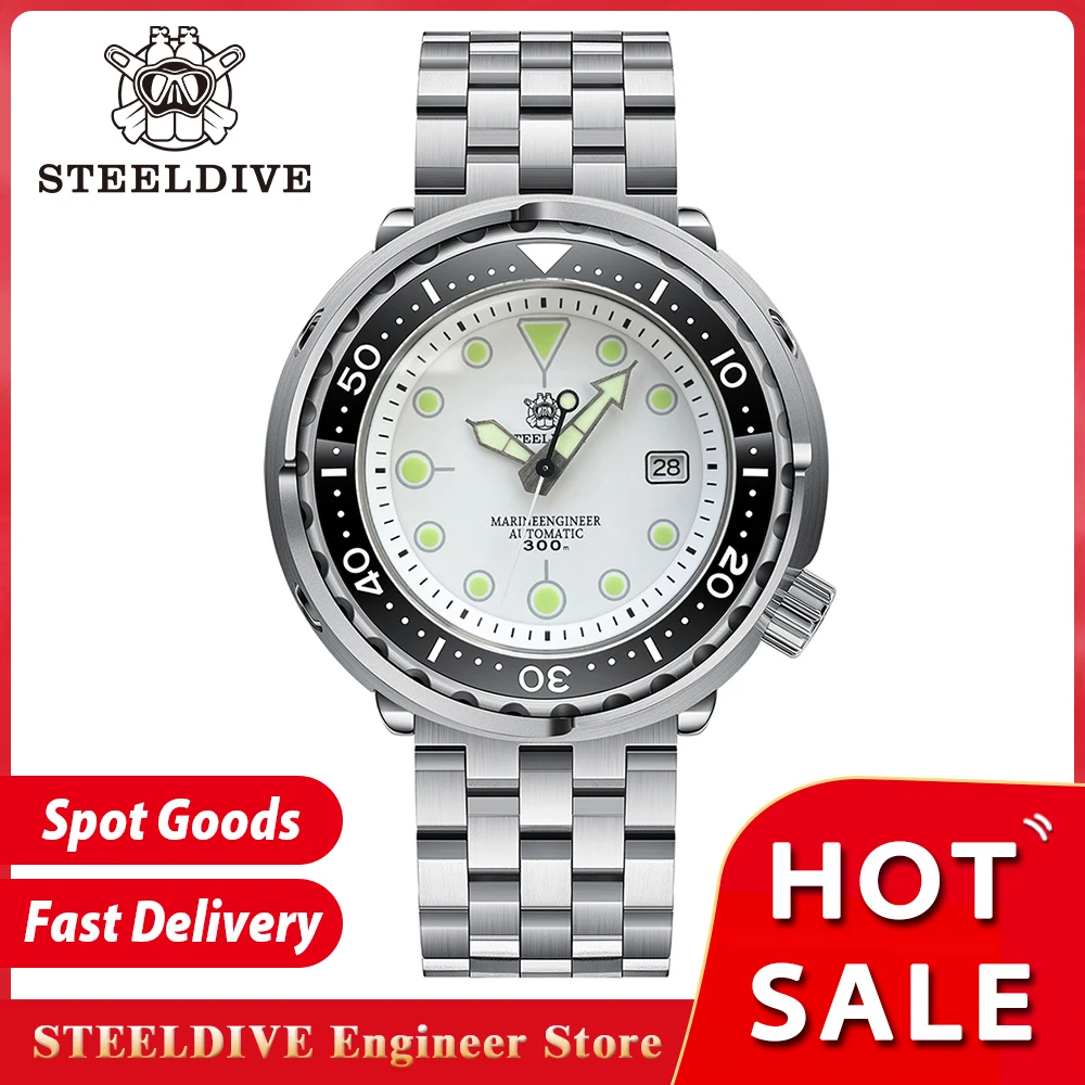 STEELDIVE SD1975 Luxury Auto Watches Men Dive Watch 300m Waterproof C3 Luminous Clock Sapphire Mirror NH35 Mechanical Wristwatch