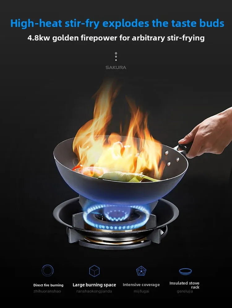 Sakura High Power Gas Stove Double Burner Natural Gas Kitchen Tabletop LPG Embedded Energy Saving