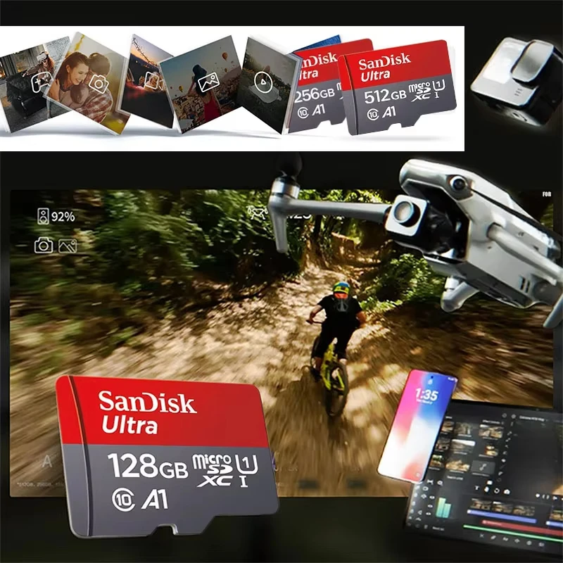 Sandisk 512GB 256GB Memory Card 128GB 64GB 32GB TF Micro SD Class A1-10 UHS-1 Flash Memory Microsd