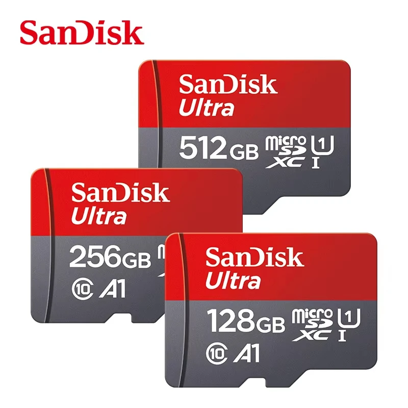 Sandisk 512GB 256GB Memory Card 128GB 64GB 32GB TF Micro SD Class A1-10 UHS-1 Flash Memory Microsd