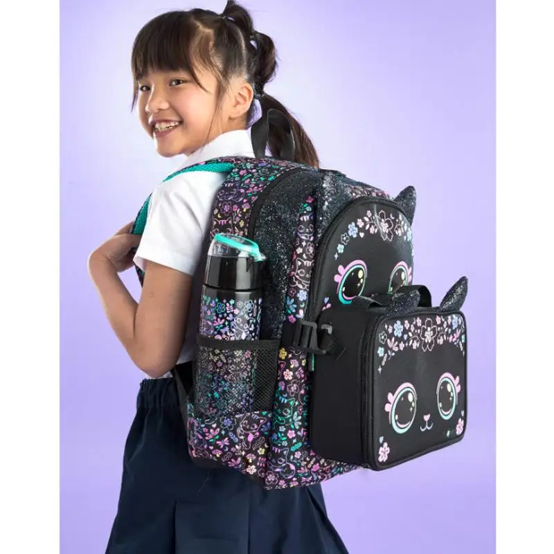 Schoolbag Primary and middle school students big eye cat gradual change cat schoolbag girl backpack trolley schoolbag backpack