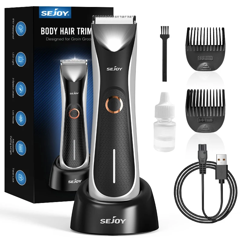 Sejoy Body Hair Trimmer for Men Bikini Electric Trimmer Groin & Body Shaver Groomer Arm Beard Razor Rechargeable
