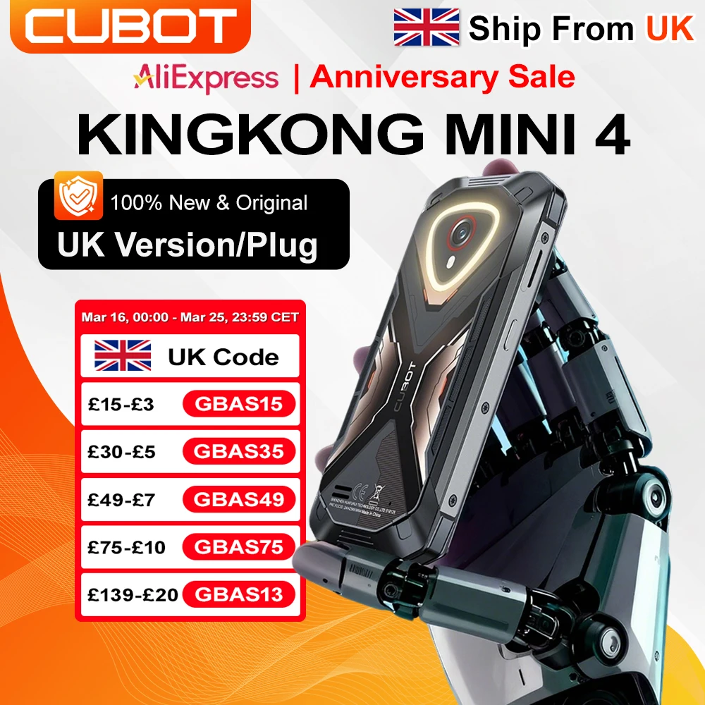 [Ship From UK] Cubot KingKong Mini 4 4.7-Inch Display Rugged Smartphone 4700mAh 6GB+128GB NFC 48MP Camping Light Android 15