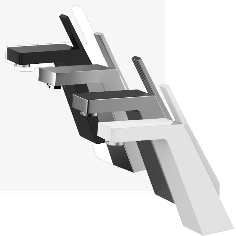 Single Handle Bathroom Faucet Black/Chrome Deck Mounted Sink Mixer Tap Cold And Hot Crane Faucet for Kitchen And Bath