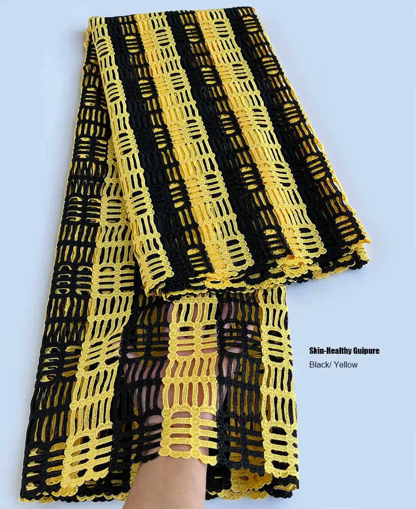 Skin Friendly Guipure Lace 5 Yards Latest 2026 African Embroidered Cord Fabric Cupion Garment Perfect For Casual Occasional Wear