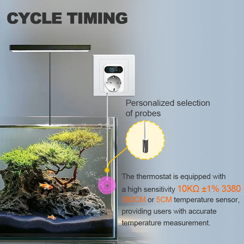 Smart WIFI Outlet Thermostat 16A Plug Boiler Heating Fan Cooling Tuya Temperature Controller with Alexa Google Home 3M Sensor