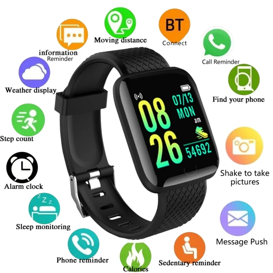 Smart Watches Fashion Sports Bracelet Multi-function USB Plug-in Charging Watches Women Fitness Men Smartwatch For Android Phone