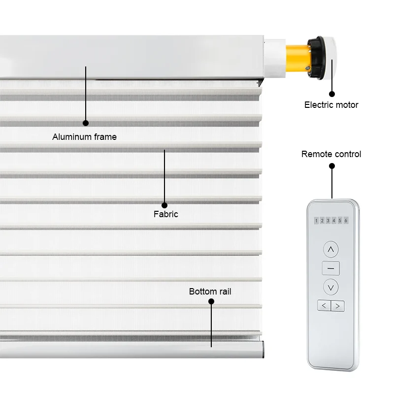 Smart WiFi Electric Shangri-La Printed Slat Curtain Blinds Shades Shutters Automatic 30"W X 48"L Roller Shades Built-In